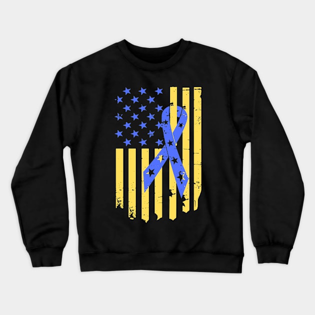 Down Syndrome Chevron Arrow for Trisomy 21 and Down Syndrome Awareness Crewneck Sweatshirt by A Down Syndrome Life